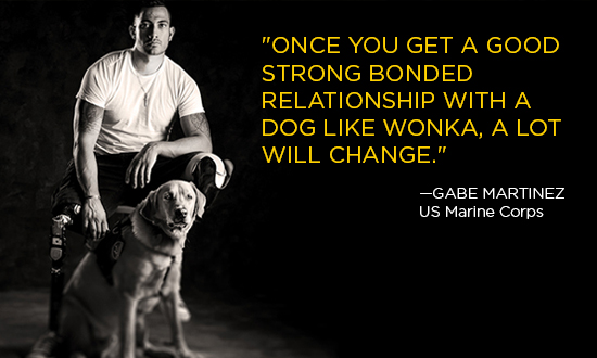 Gabe Martinez with his Canine Companions Service Dog Wonka