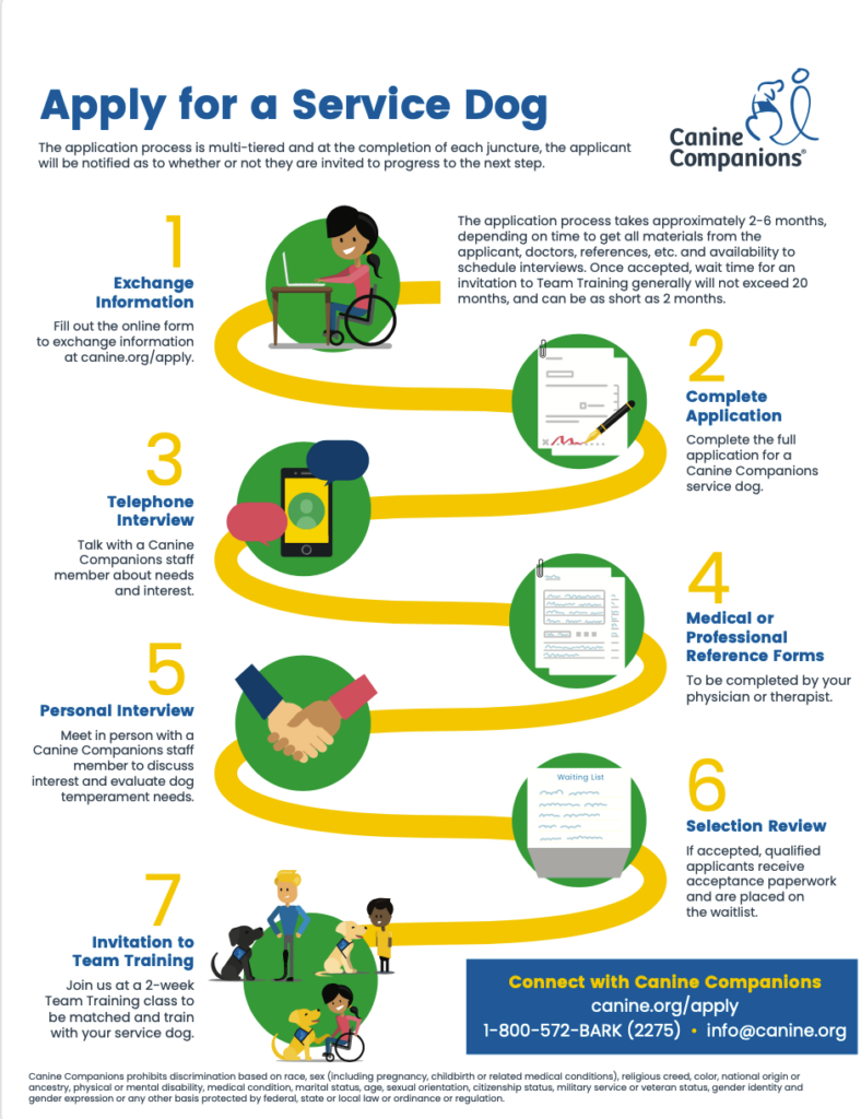 Screenshot of the apply for an assistance dog infographic